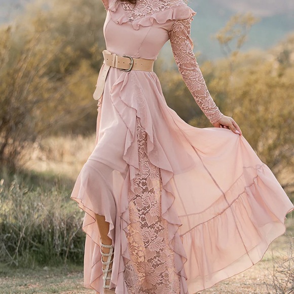 Joyfolie (boutique)MAXI DRESS IN NUDE PINK Size XL fits size 12-16 worn one time - Picture 2 of 5